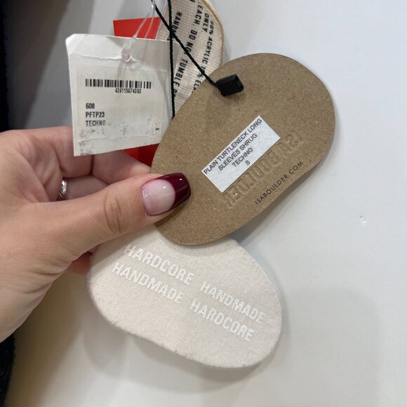 $390 NWT Isa Boulder Black Multi Plain Turtleneck LS Shrug Techno Knit Top sz S - Picture 9 of 10